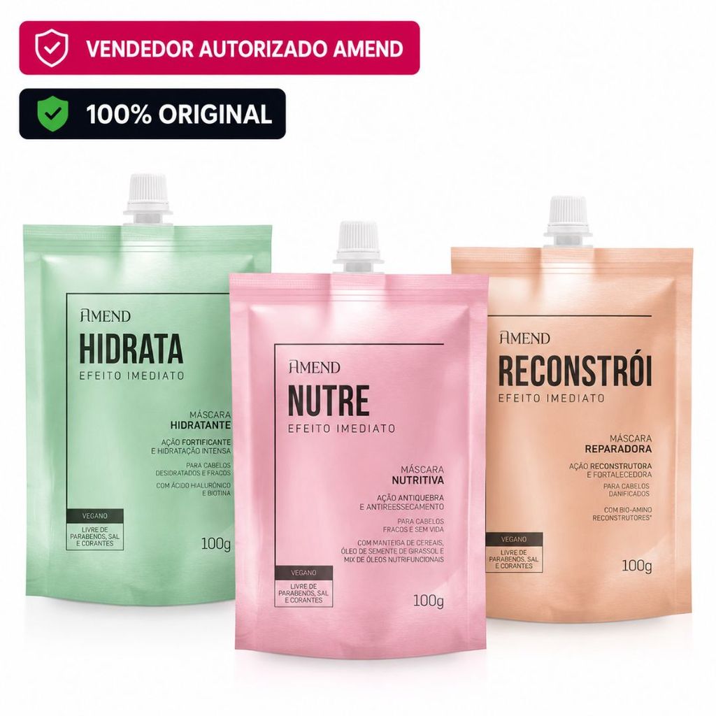 Cronograma Capilar Amend Cosmetics Efeito Imediato - 3 Unidades