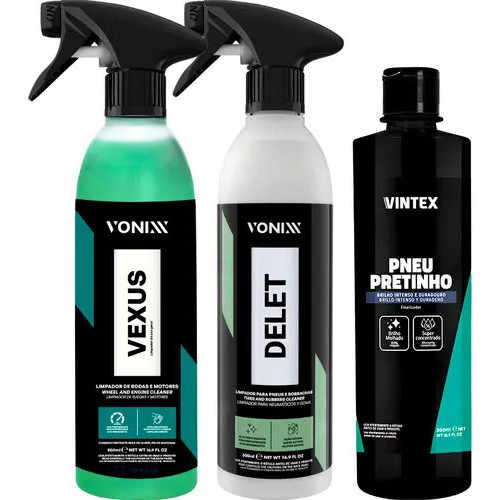 Vexus Vonixx Limpador Limpa Rodas Motor Pneu Pretinho Delet