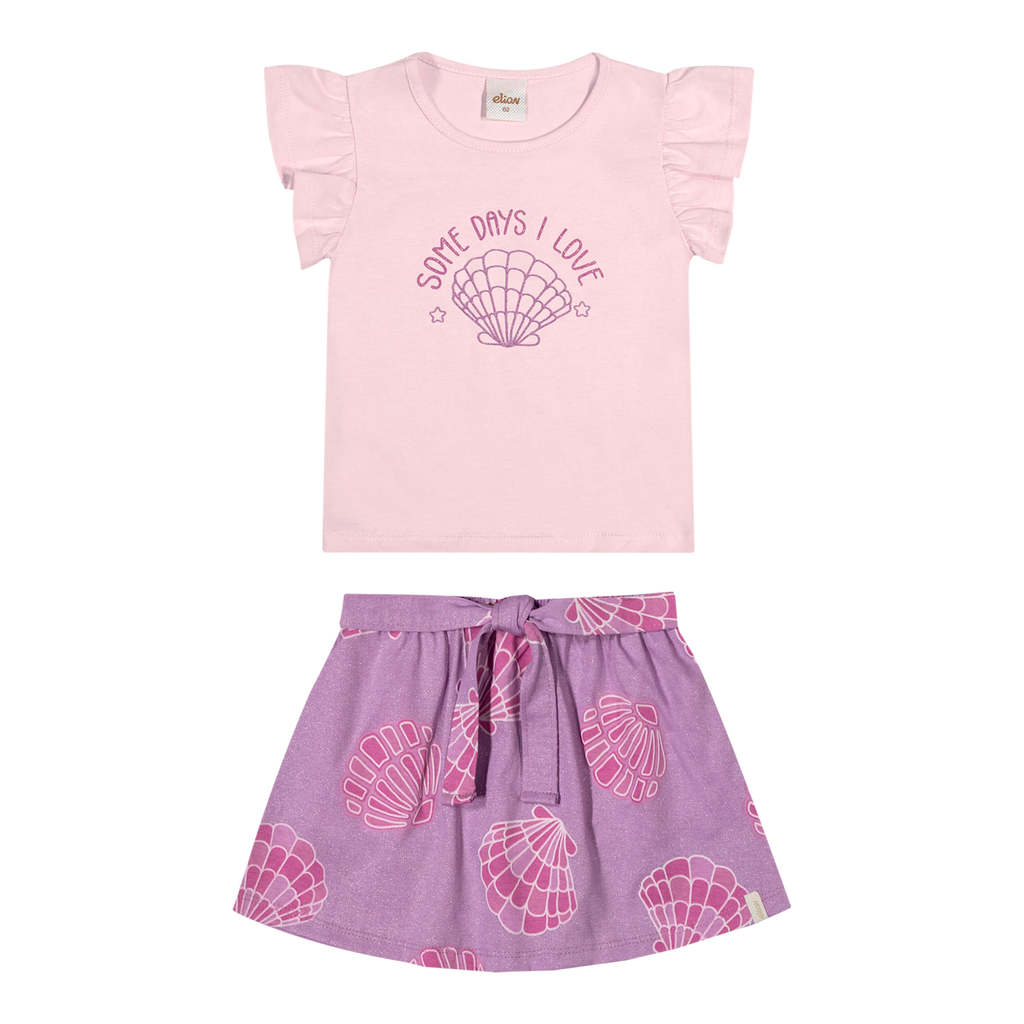 Conjunto Infantil Menina Conchas Elian Rosa