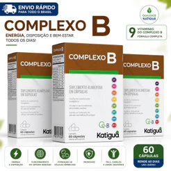 Complexo B 60 Cápsulas Vitaminas B1 B2 B3 B5 B6 B7 B9 B12 Suplemento