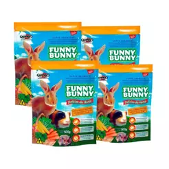 Kit 4 Ração Funny Bunny 500 gr Delícias da Horta Coelhos, Hamster e Roedores