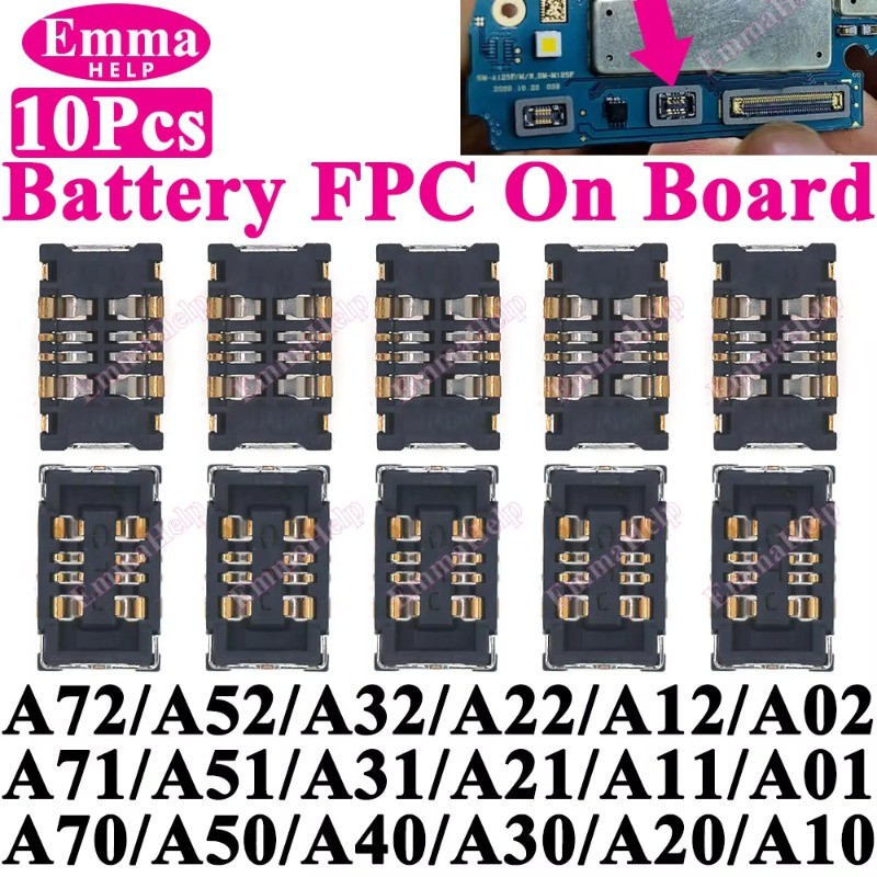 JDT 10 Peças Conector FPC De Bateria Para Samsung A52 A32 A22 A52s A72 A71 A31 A51 A50s A30s A10 A20 A20e Plugue De Cont