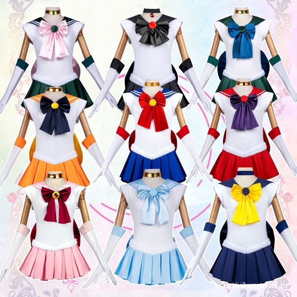 Fantasias de Cosplay de Sailor Moon: Tsukino Usagi, Hino Rei, Kaiou Michiru para Comic Con e Apresentações de Teatro ST0