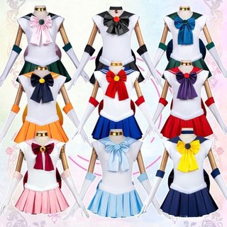 Fantasias de Cosplay de Sailor Moon: Tsukino Usagi, Hino Rei, Kaiou Michiru para Comic Con e Apresentações de Teatro ST0