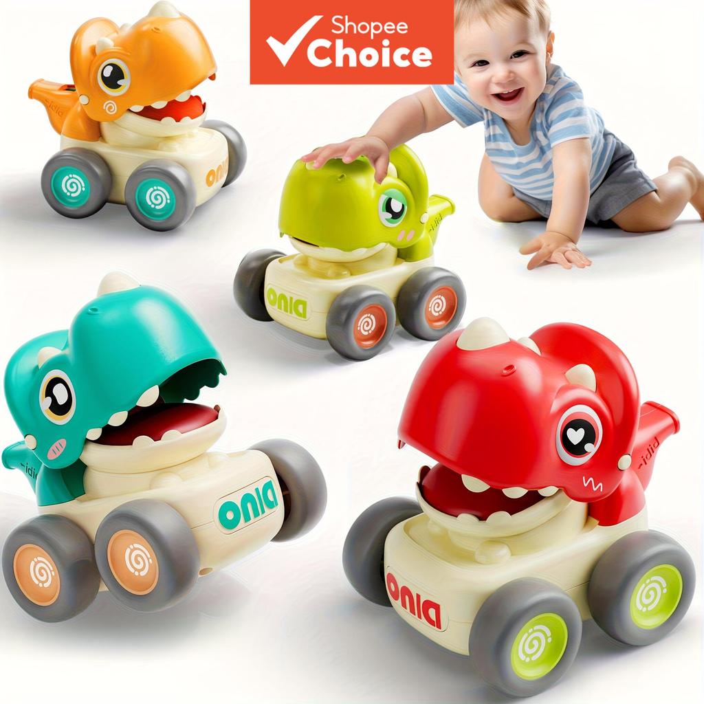 Carro De Corrida Dino Press , Veículo De Brinquedo De Fricção Para Crianças Com Som , Brincar Push Along Meninos E Menin