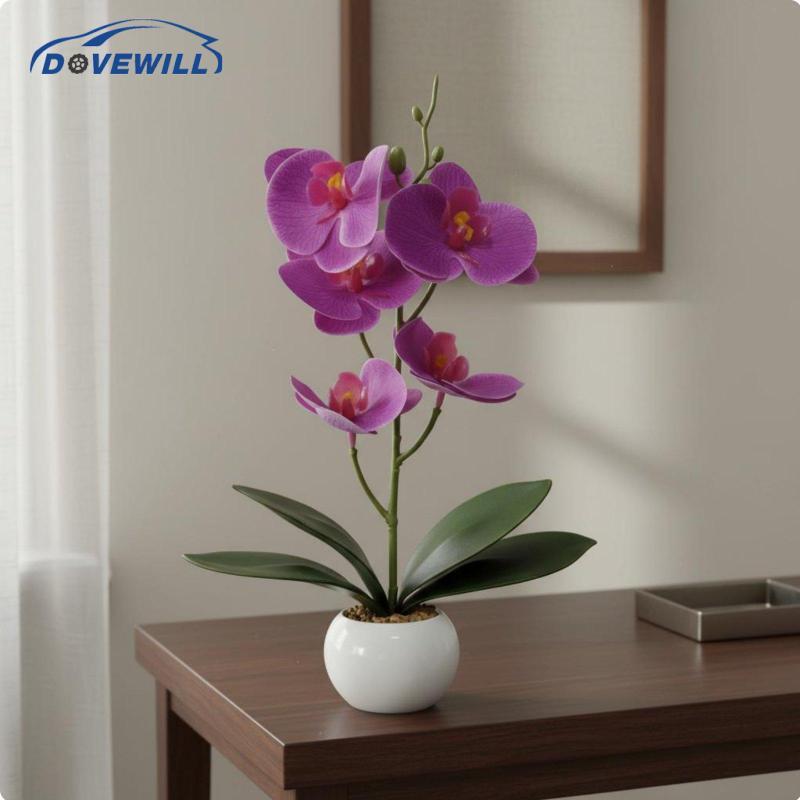 [Dovewill] Orquídea Bonsai Realista Artificial Vaso Arranjo Floral Planta Decorativa Para Decoração De Casa Presente De 