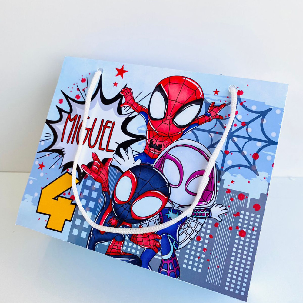 Sacolinha Personalizada Spidey e Seus Amigos para Lembrancinha Festa Infantil