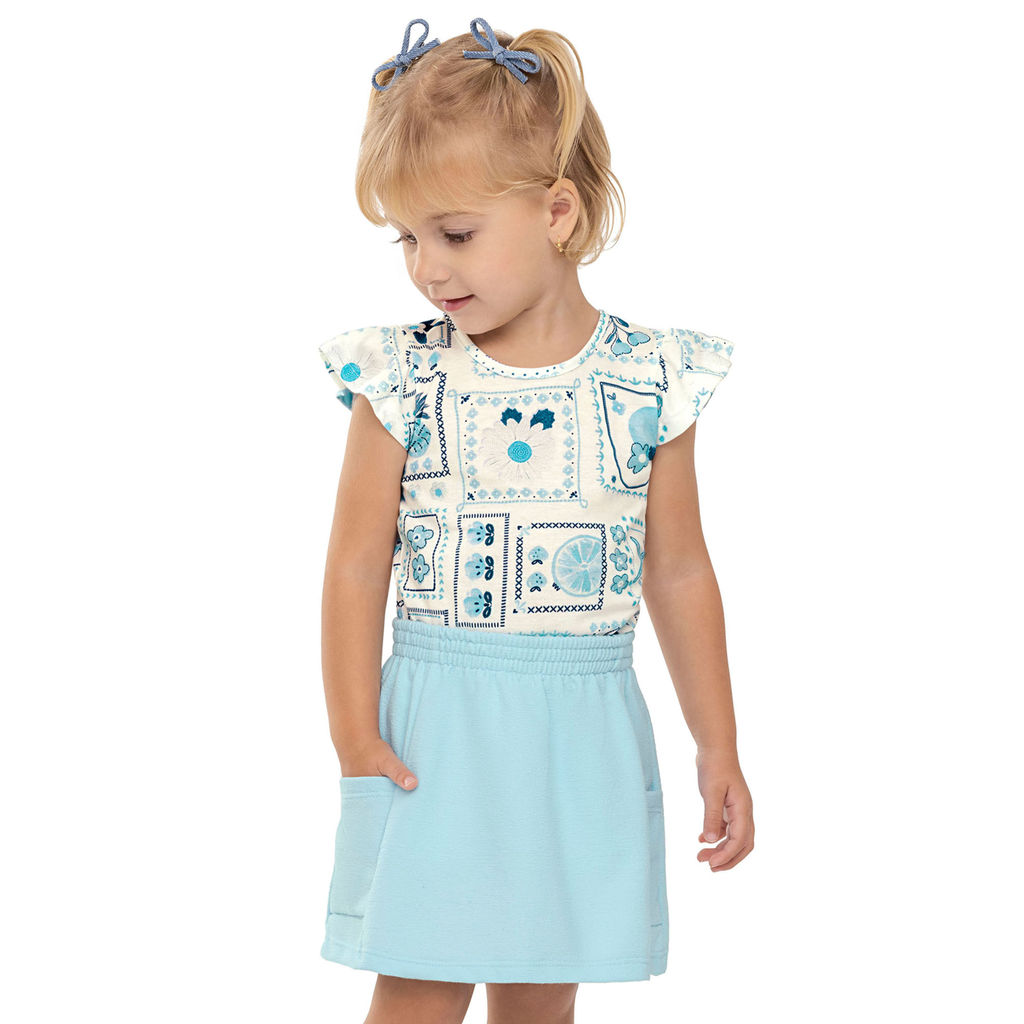 Conjunto Infantil Menina Estampa Verão Elian Bege