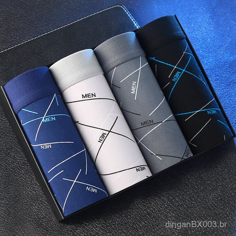 Roupa íntima masculina, cuecas boxer masculinas, cuecas boxer juvenis de cintura média, cuecas masculinas de tamanho gra