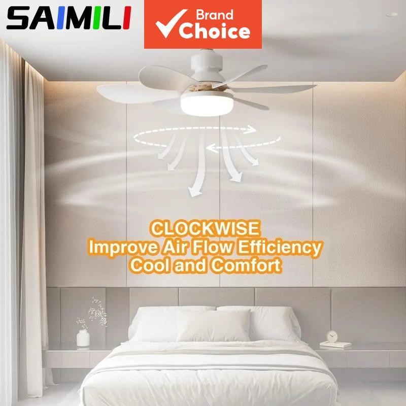 Ventilador de teto com luz SAIMILI 30W E27 com controle remoto e função de escurecimento de LED, adequado para sala de