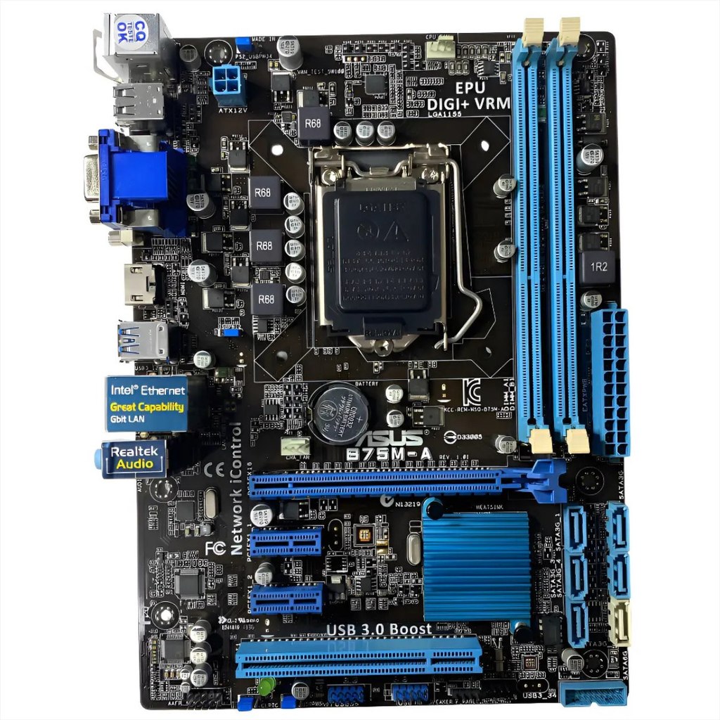 Placa Mãe ASUS B75M-A - LGA 1155 - mATX, DDR3, 2x USB 3.0, HDMI/DVI/VGA - OEM