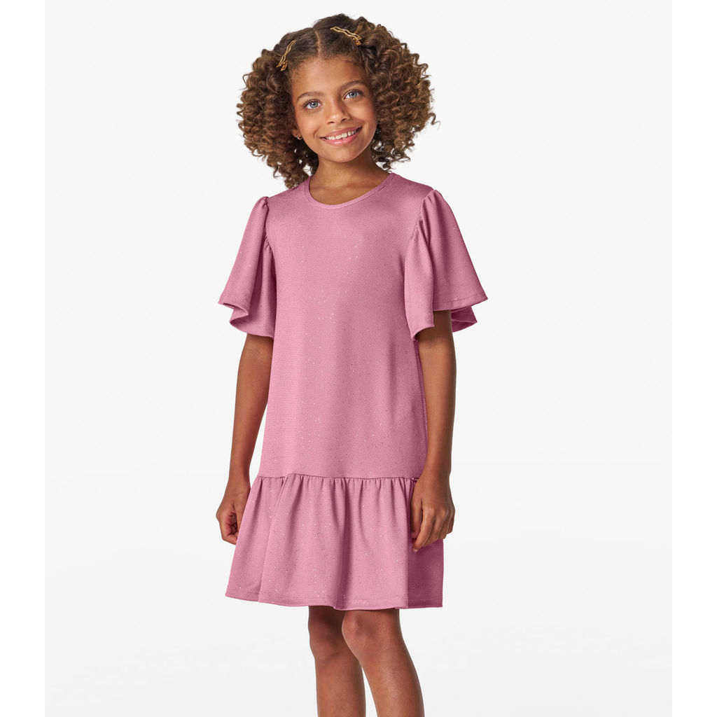 Vestido Infantil em Malha Star Shine Trick Nick Rosa
