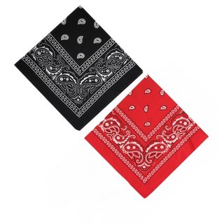 2 Bandanas Estampadas Lenço Rock Mascara Dupla - Preto/Vermelho