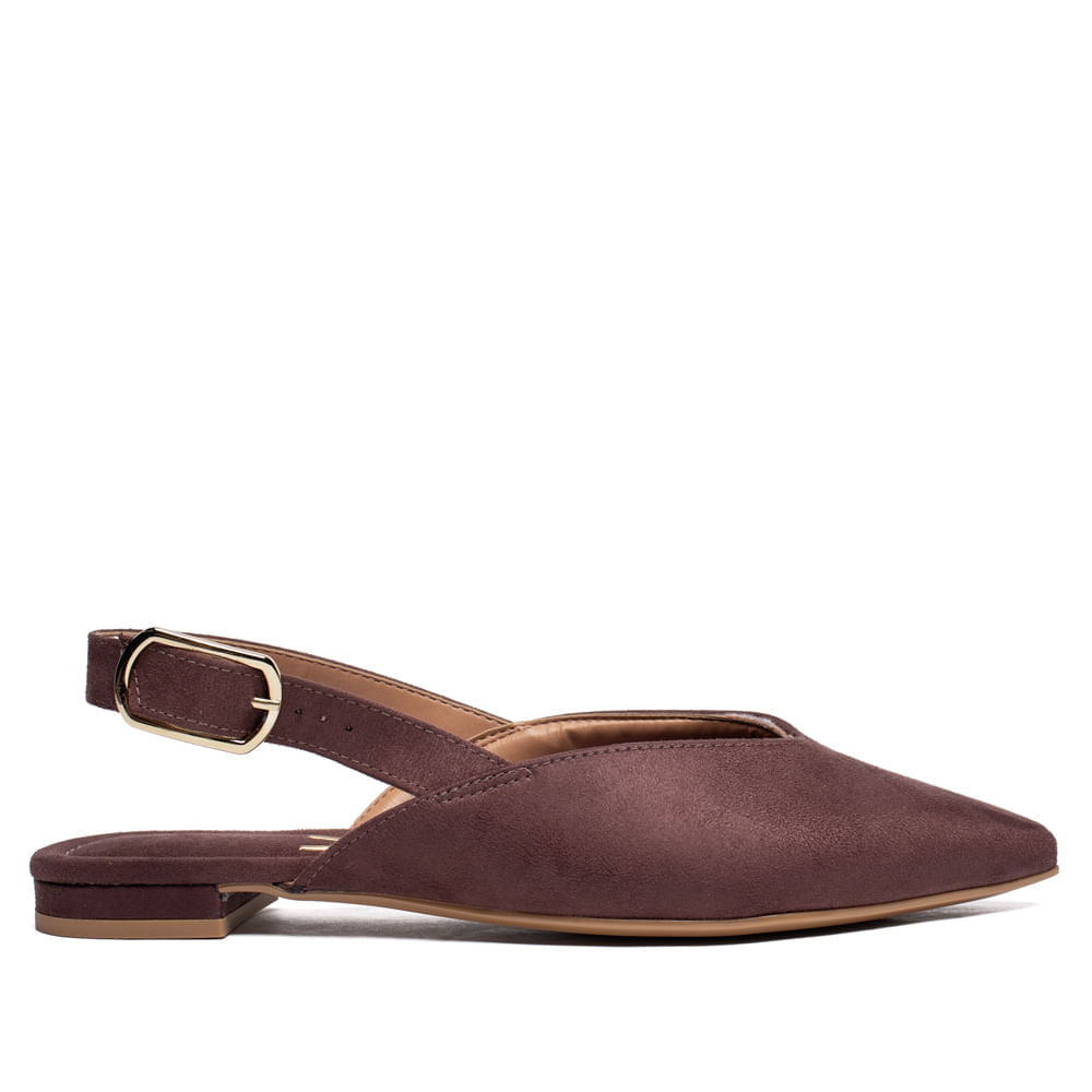 Sapatilha Feminina Vizzano Slingback Camurça Marrom Escuro