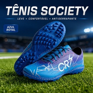 Chuteira Masculina Society e Campo Adulto Infantil Antiderrapante 34 ao 43 Confortável Promoção