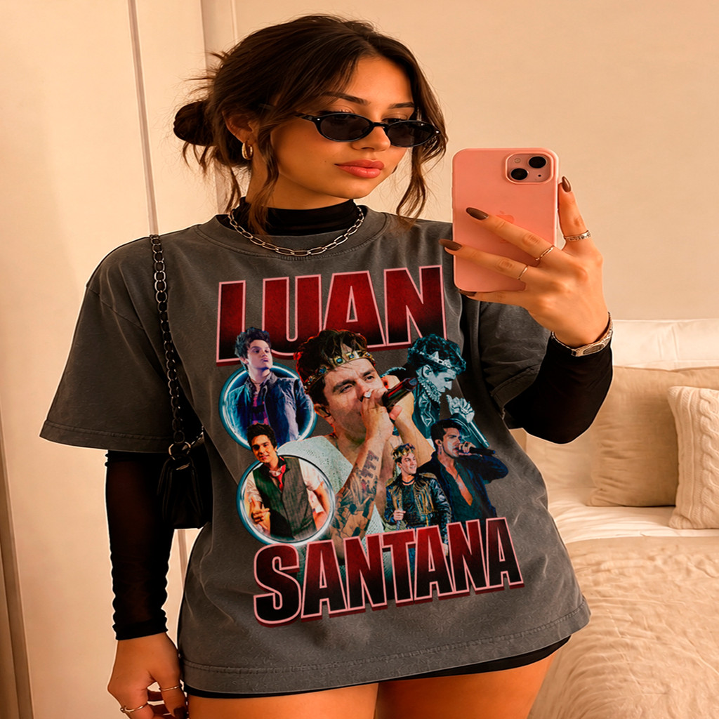 Camiseta Luan Santana Fã Luanete Cantor Sertanejo Masculina e Feminina Básica Oversized Algodão