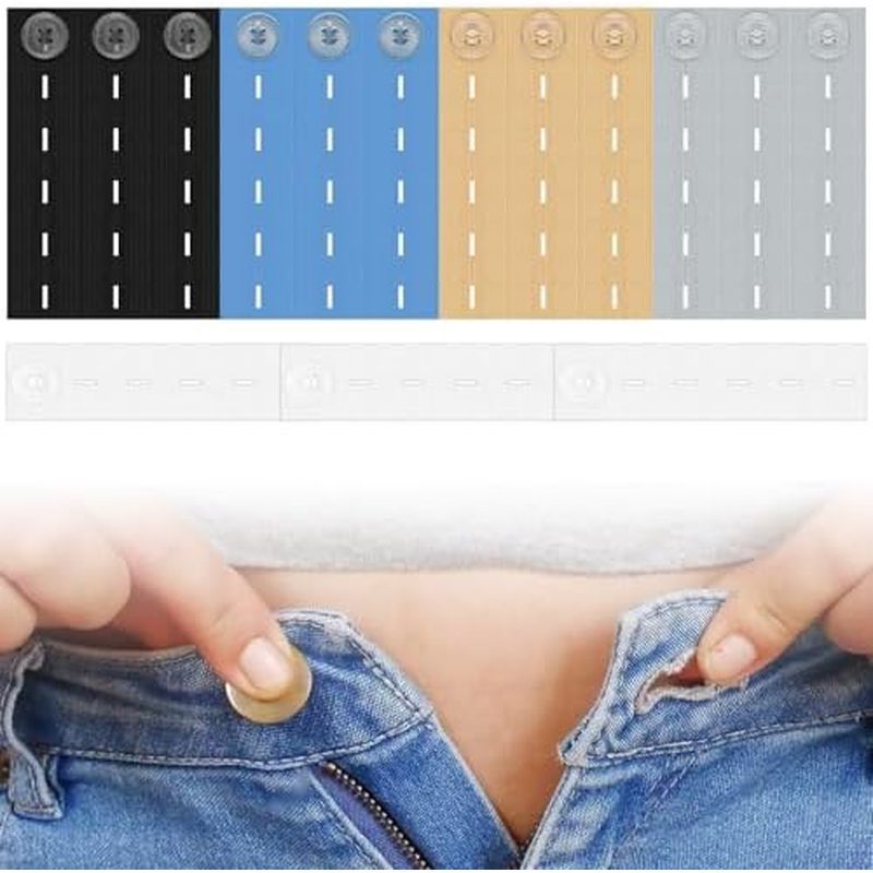 15 PCS Extensores De Cintura Elástica – Expansor De Botão Ajustável , Extensor De Calças De Maternidade , Elástico Para 