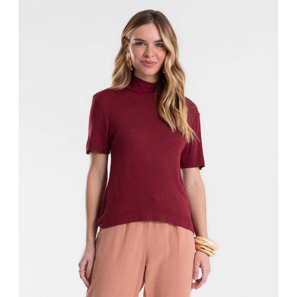 Blusa Feminina Gola Alta ViscoTrico Básica Endless Vermelho