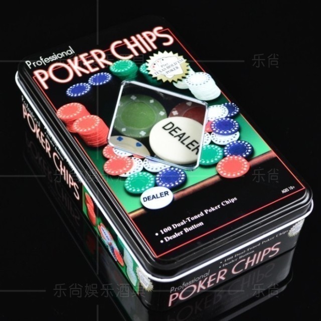 Conjunto de chips 100 peças caixa de ferro com valor facial ++ sem toalha de mesa promoção de pôquer Baccarat Game chip