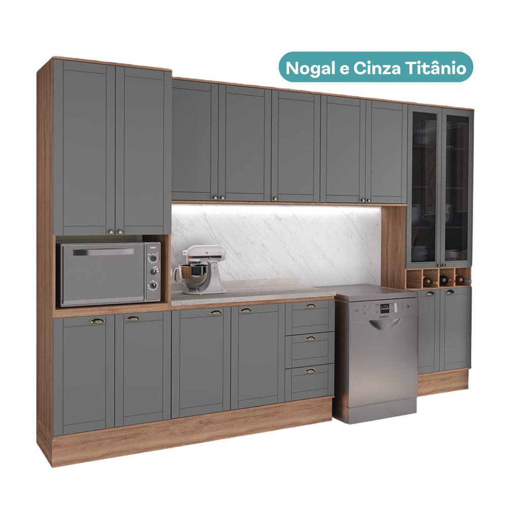 Armário de Cozinha Completa com Balcão Milla Elevate Carraro Nogal com Cinza Titânio — imagem 2 de 2