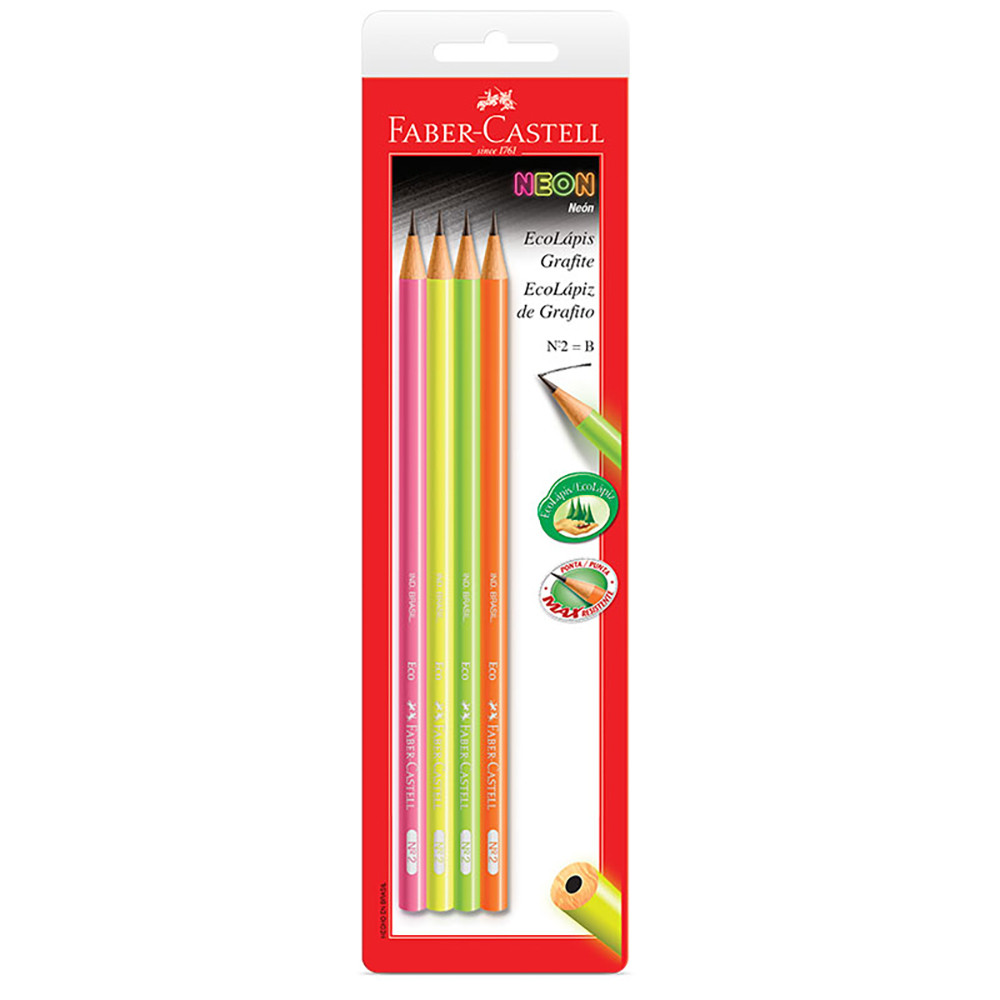 Lápis preto Max Neon SM/1205NED\314566 com 4 unidades Faber-Castell