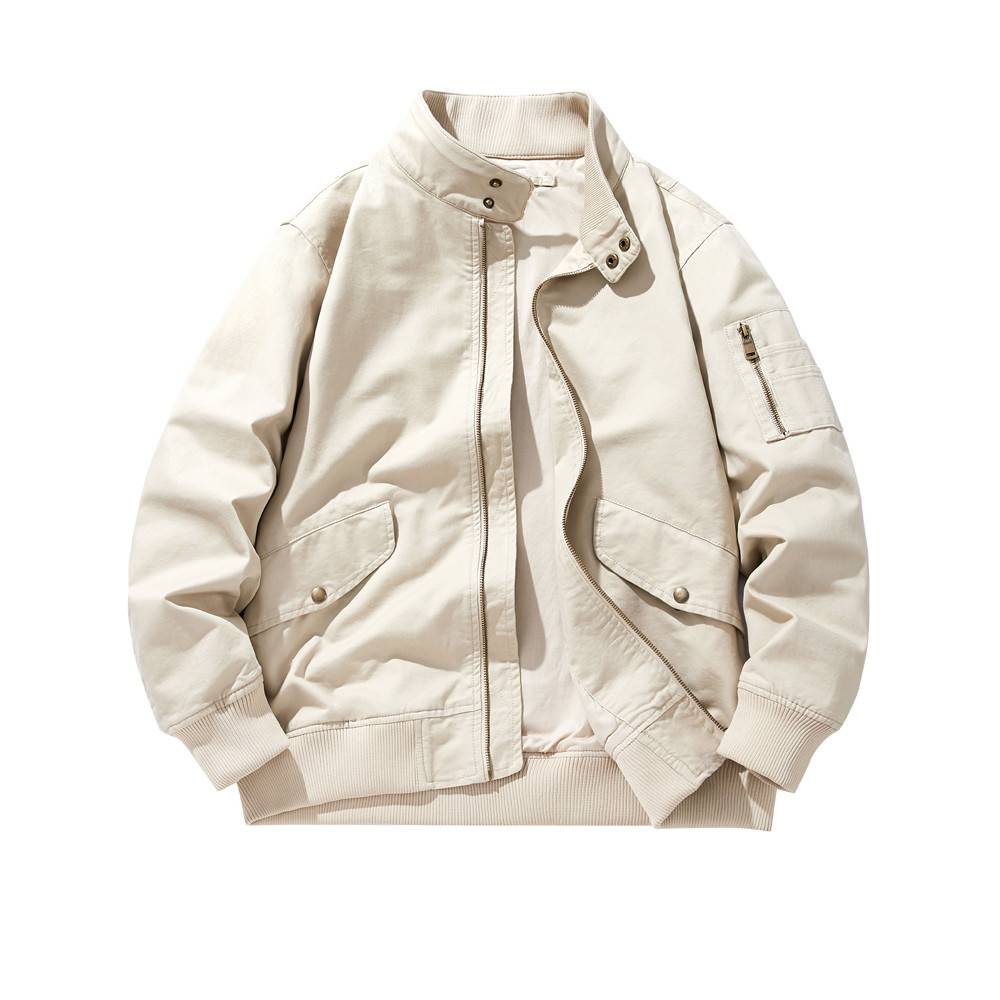 Jaqueta Bomber masculina primavera outono puro algodão macacão solto tamanho grande jaqueta moda roupas casuais