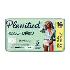 Roupa Íntima Plenitud Frescor Diário Tamanho P/M 16 Unidades Descartáveis Leve Mais Por Menos
