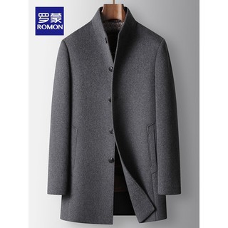 Lomon Casaco de lã masculino de meia-idade outono inverno engrossado forro quente dupla face suporte de lã Col