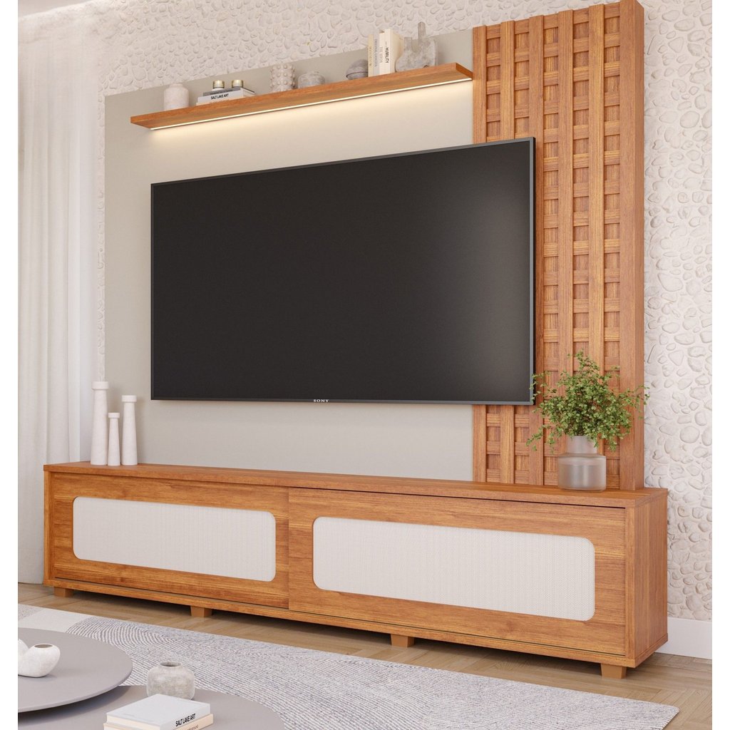 Estante para TV e Home Theater Ripado para TV até 85 Polegadas 100% MDF 228CMX212,5cm Muxarabi Marrocos Yescasa