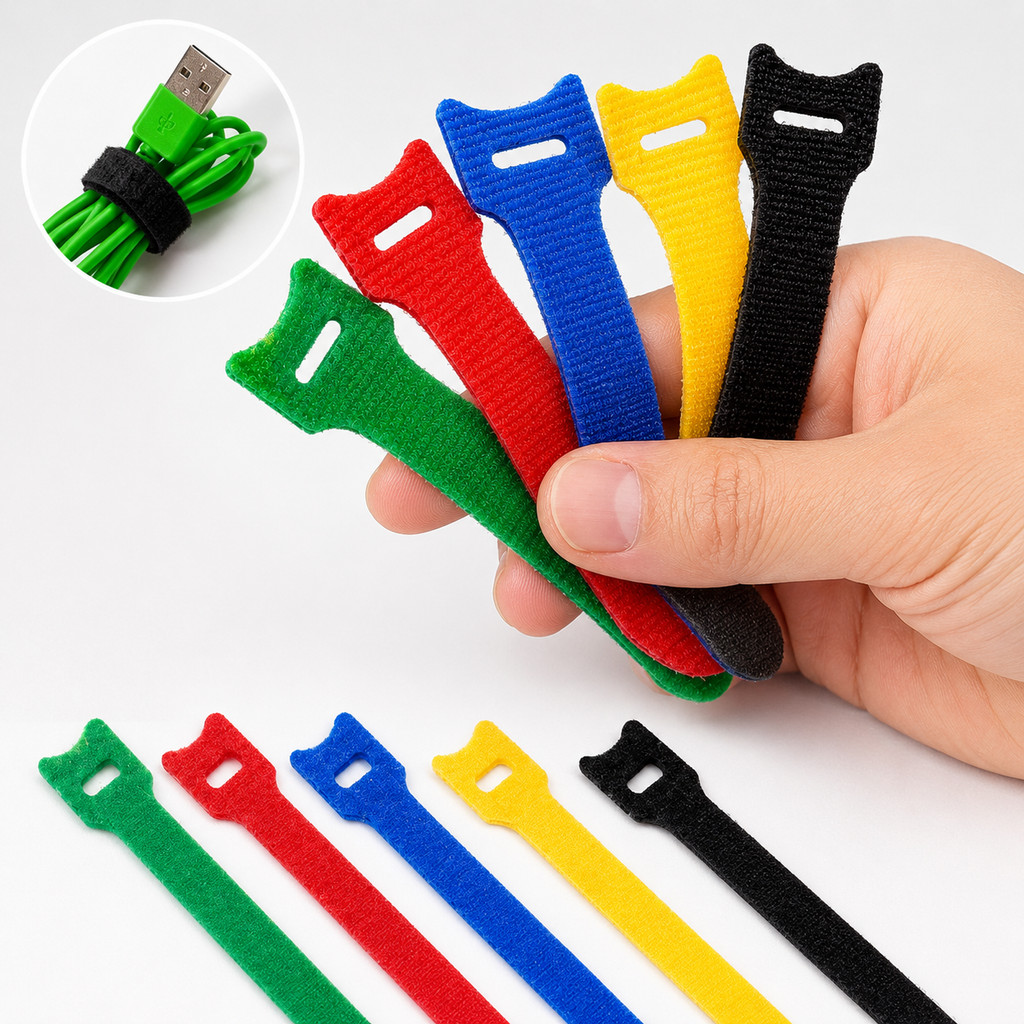 KIT 50 Fitas Velcro Organizador de Cabo e Fios 15CM Colorido