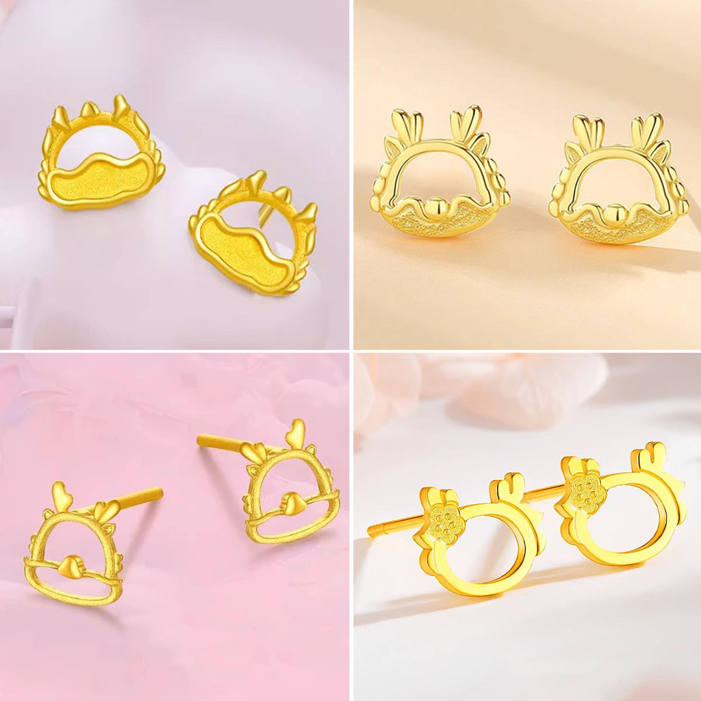 Brincos do mesmo estilo do ano do dragão de Zhou Vietnã Areia Ouro Zodíaco Ano da Vida Pequena Fortuna Série Dragão Brin