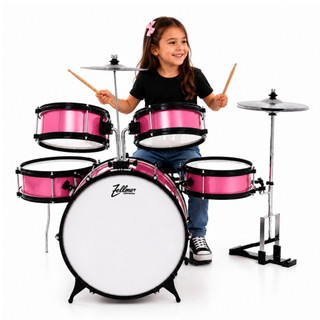 Bateria Infantil Para Crianças de 3 a 8 anos Zellmer Cor Rosa Menina Bateria Completa Musicalização