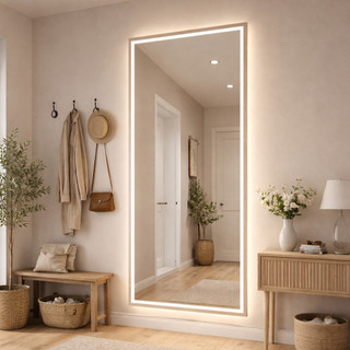 Espelho Grande Com Led 3 Cores Touch 180X90cm Corpo Inteiro Jateado Entrega Rapida
