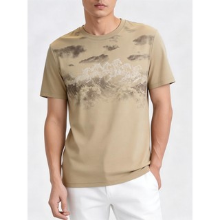 Camiseta masculina jovem verão de manga curta em torno do pescoço de secagem rápida na moda Casual camisa de fundo bonit