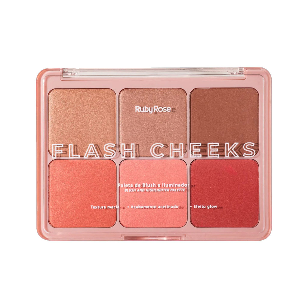 Paleta de Blush e Iluminador Ruby Rose Flash Cheeks Hbm1000