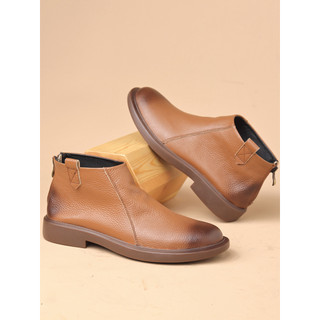 Sapatos de couro de algodão masculino couro genuíno inverno forro de lã Chelsea botas masculinas Martin botas camada sup