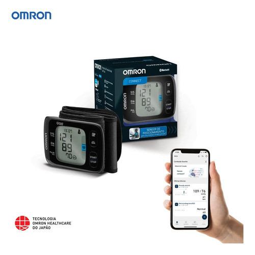 Monitor De Pressão Arterial Digital De Pulso Connect Hem-6232t Omron Preto 