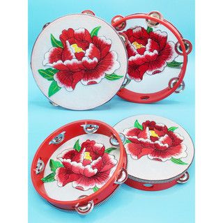Flor de romã bordado pandeiro dança adereços instrumentos musicais étnicos romã vermelho grupo dança Xinjiang