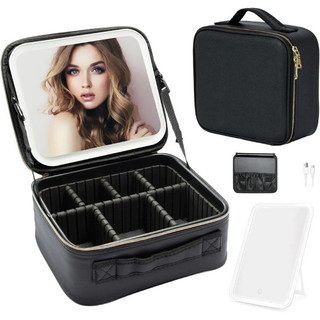 Maleta Maquiagem Com Espelho e Luz Led Usb Com Cabo Makeup Profissional Orbitta