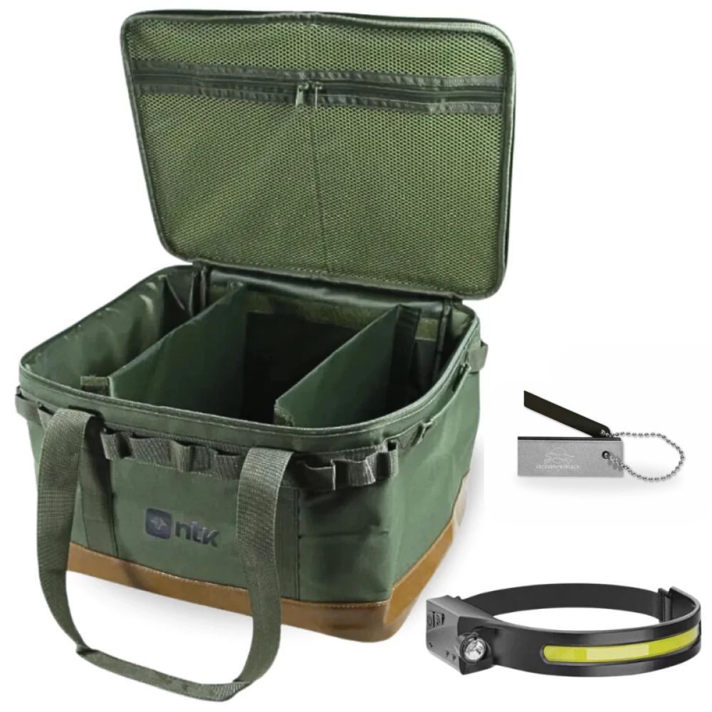 Kit Aventura Bolsa Camp Bag + Lanterna de Cabeça Ciclop 30 Metros + Pederneira Flint