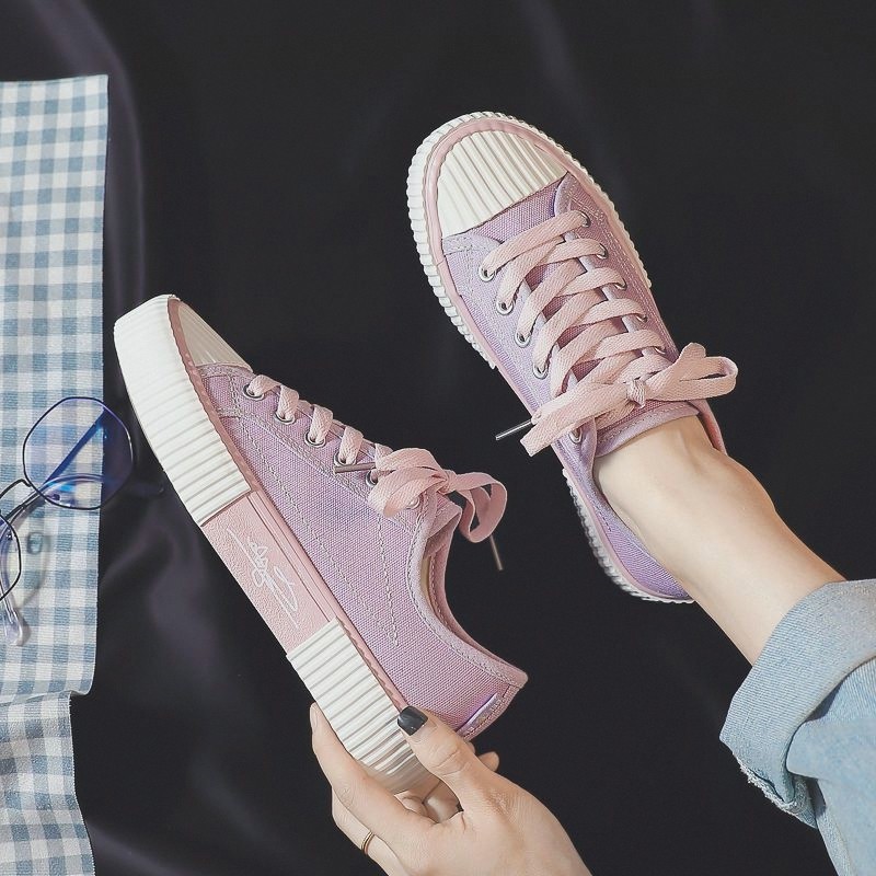 Estudante roxo tênis feminino versão coreana sapatos de cano baixo All-Match sapatos brancos femininos verão sapatos de 