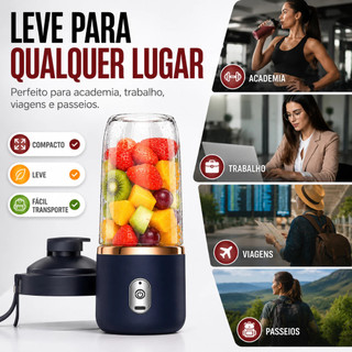 Mini Liquidificador Portátil 400ML 6 Lâminas Elétrico para Sucos, Shakes e Smoothies BP-6016