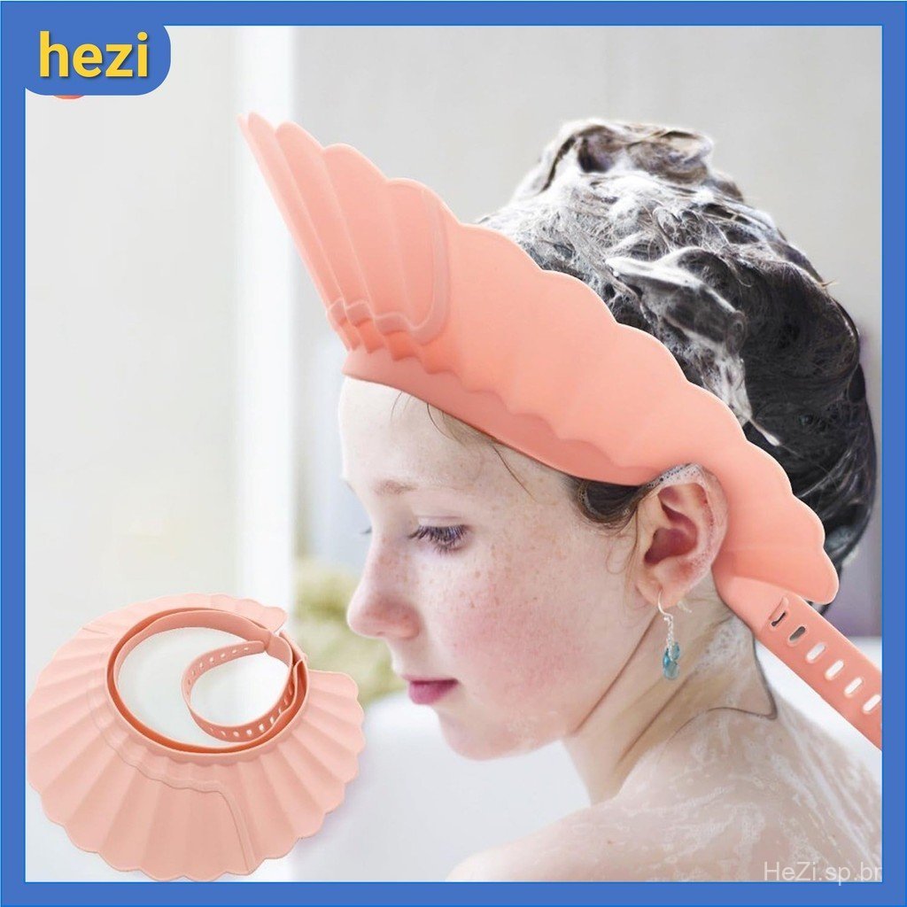Touca De Banho De Bebê De Silicone Ajustável , À Prova D'água , Chapéu Para Lavagem De Cabelo , Viseira , Protetor Segur