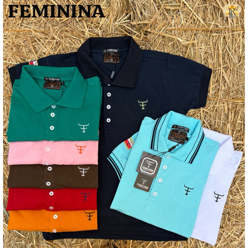 Camisa Gola Polo Unissex Country Texas Farm Rodeio Cowgirl Piquet 100% Algodão Estampada