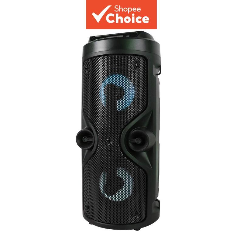 Grande Alto-Falante Bluetooth Graves Poderosos Microfone Embutido Portátil/FM/USB/SD/AUX RGB LED Karaokê Pronto