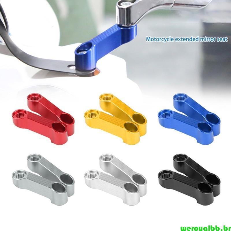 weroyalbb Ajustável Motocicleta Espelho Retrovisor Risers Extensor Base Parafuso Suporte Para Visão Elevada Equitação Su