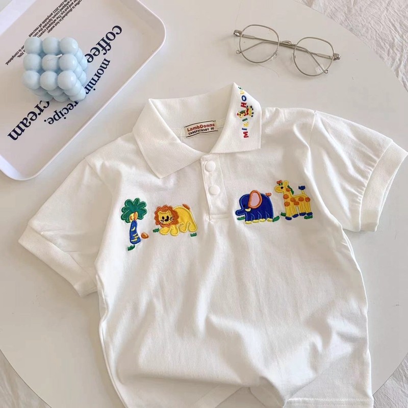 Japonês novo estilo miki roupas infantis meninos lapela camisa Polo bebê meia manga topo crianças bonito camiseta de man