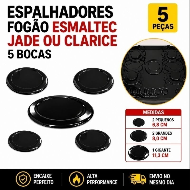 Jogo 5 Peças Espalhador Esmaltec Jade ou Clarice 5 Bocas Tampa Compatível Qualidade Envio Imediato Oferta