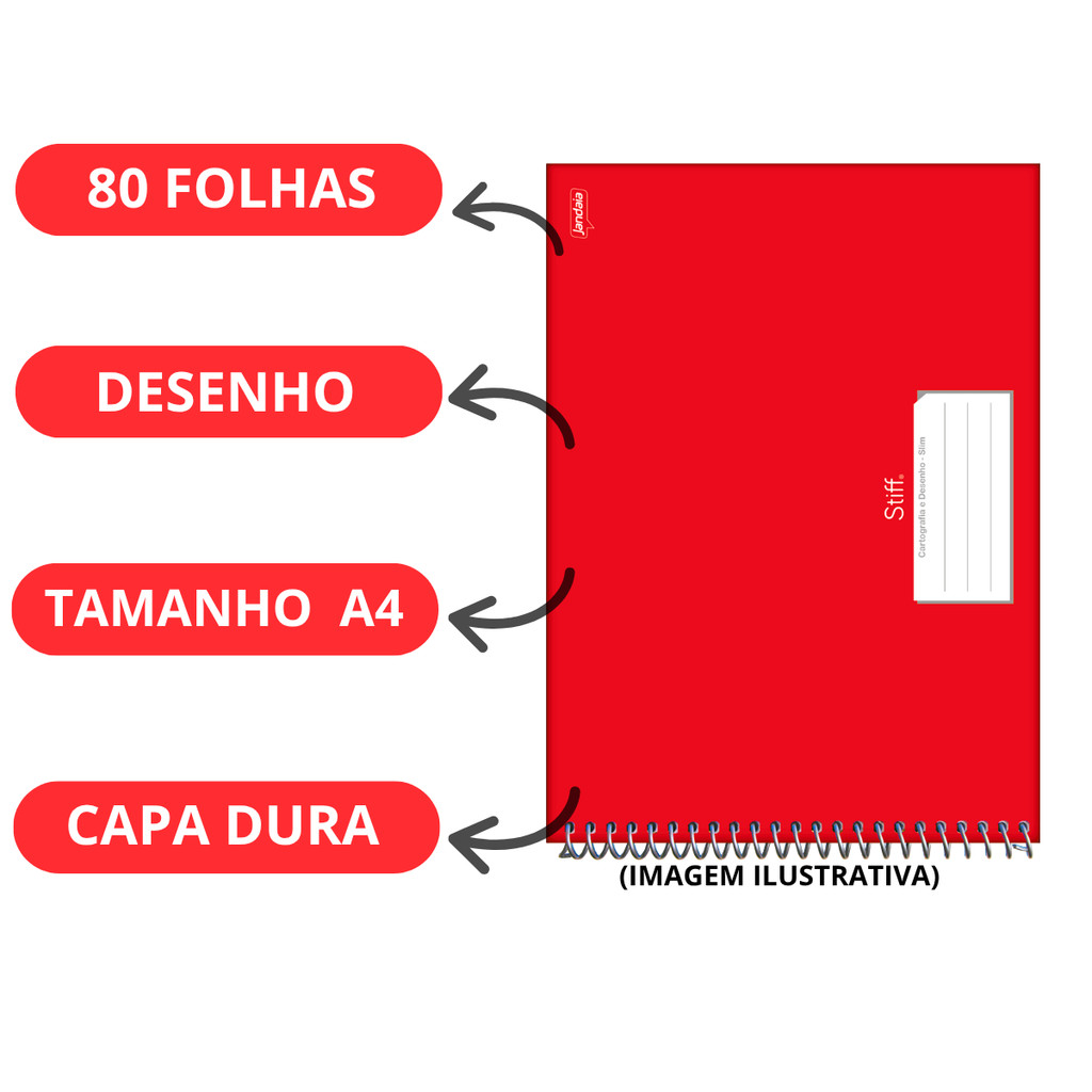 Caderno De Desenho Universitario Stiff 80 folhas - Jandaia · foto 2