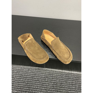 [Baba Xiansen] Sapatos de camurça com ervilhas, sapatos casuais masculinos, mocassins respiráveis, planos e preguiçosos